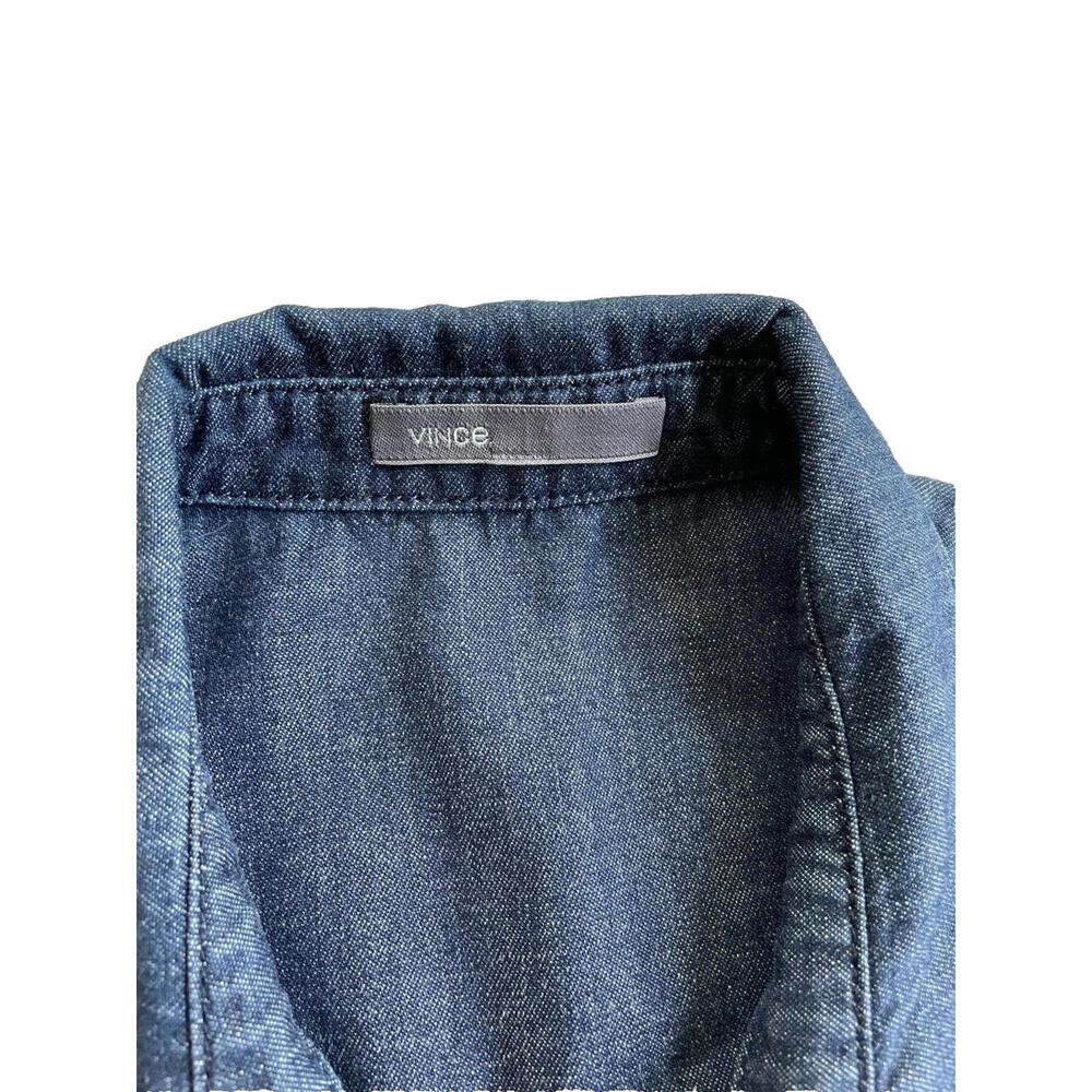 Vince Denim Blue Jean Collared Boiler Jumpsuit Coveralls Dark Wash Womens Size 0 - Picture 9 of 9